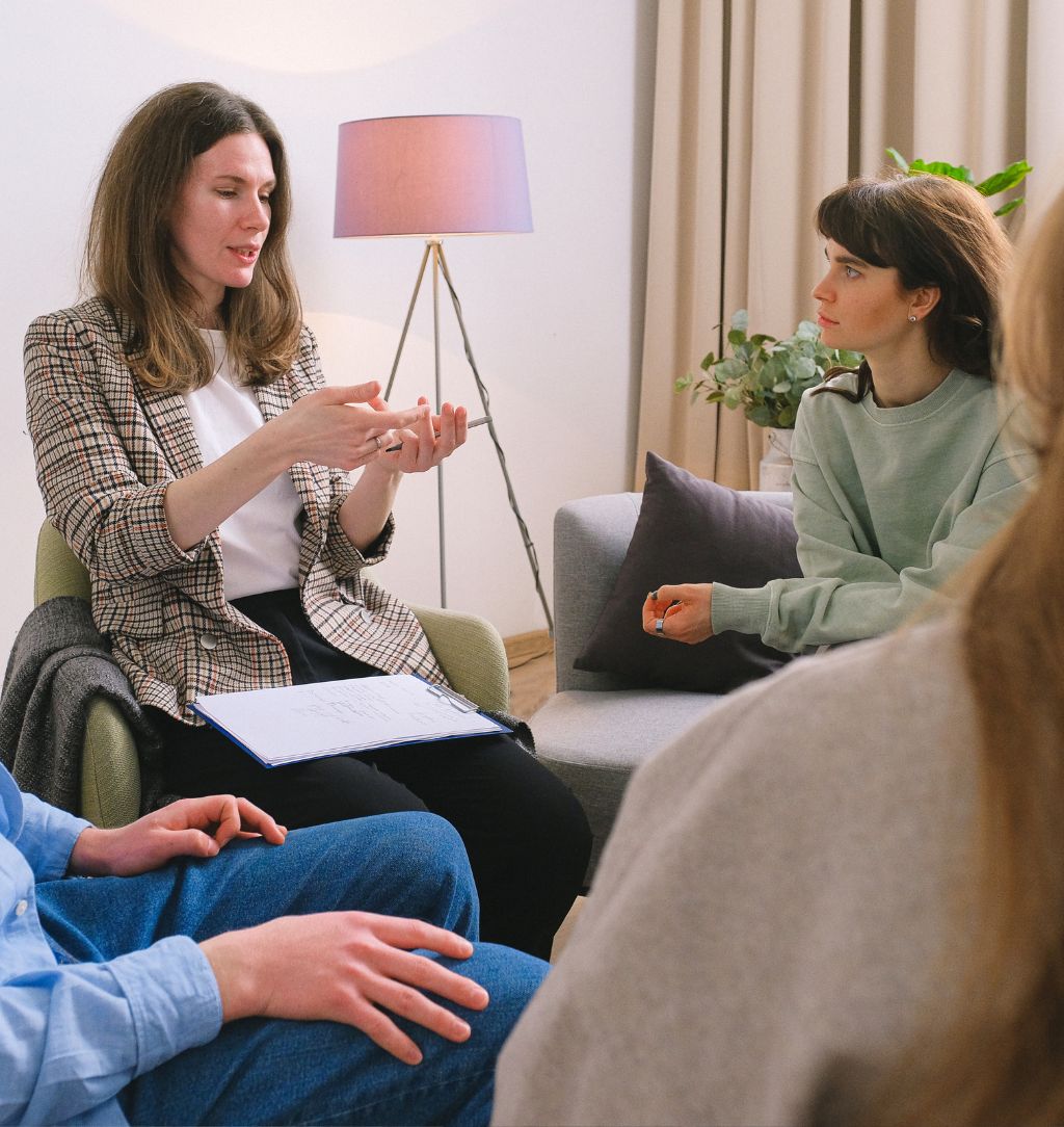 Mental female specialist speaking